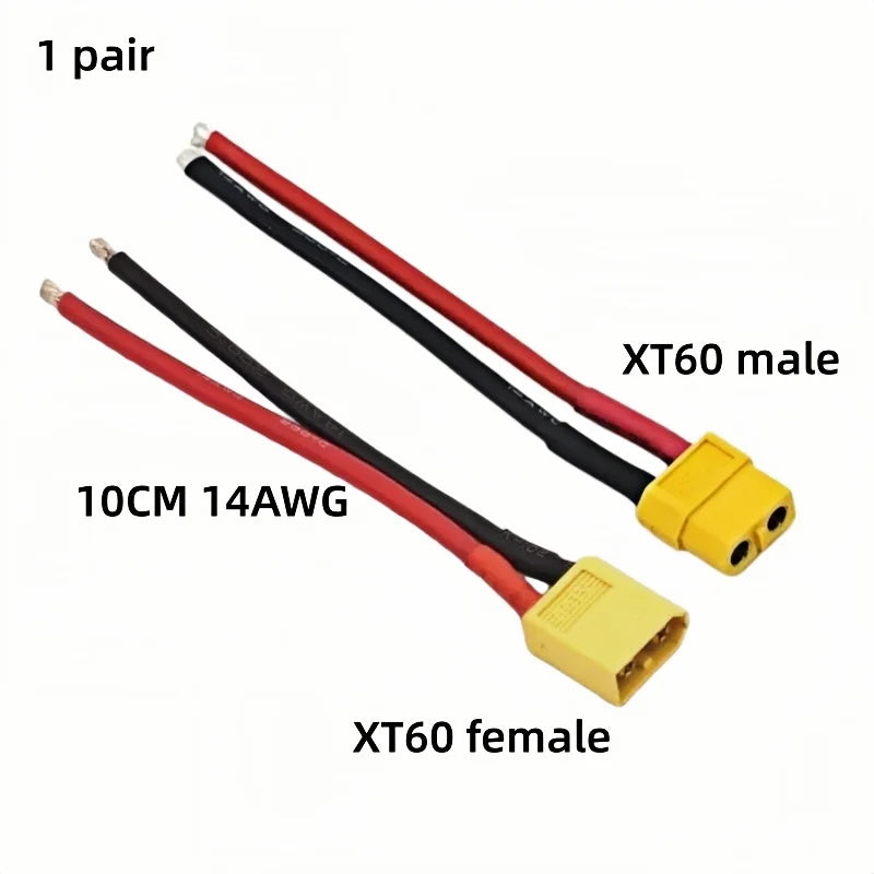 1 pair XT60 XT30 XT90 T Plug Male Female Connector with 10CM Wire, 12/14/16AWG Silicone Cable for RC Lipo Battery