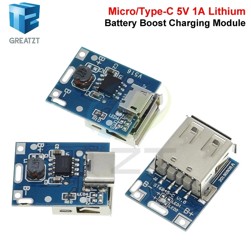 GREATZT 5V Boost Converter Step-Up Power Module Lithium Battery Charging Protection Board LED Display USB For DIY Charger 134N3P