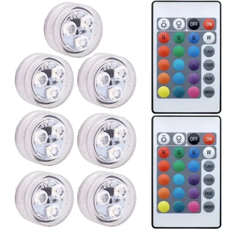 Submersible LED Lights Waterproof Underwater RGB with Remote Control Colour-Changing Light, Battery-Operated Flameless Lamps
