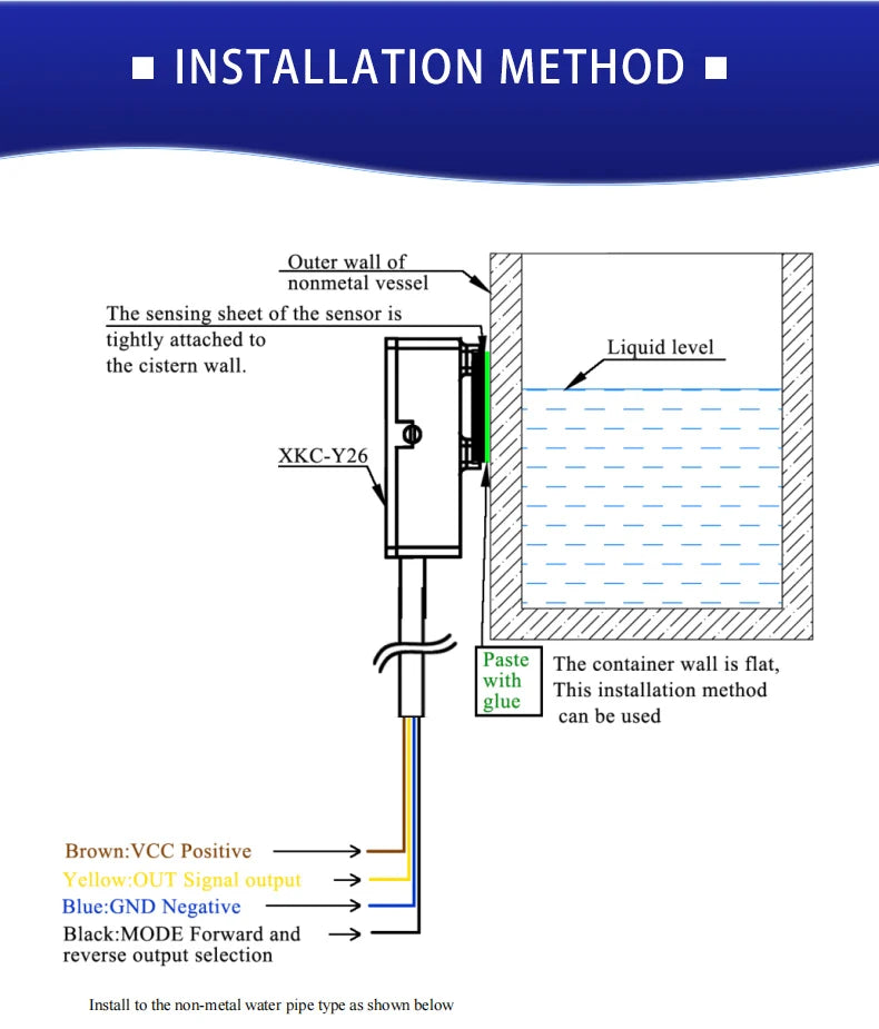 XKC-Y26 Non-contact Liquid Level Sensor External-attached Pipeline Water Level Sensor Liquid Sensor Liquid Detection Switch