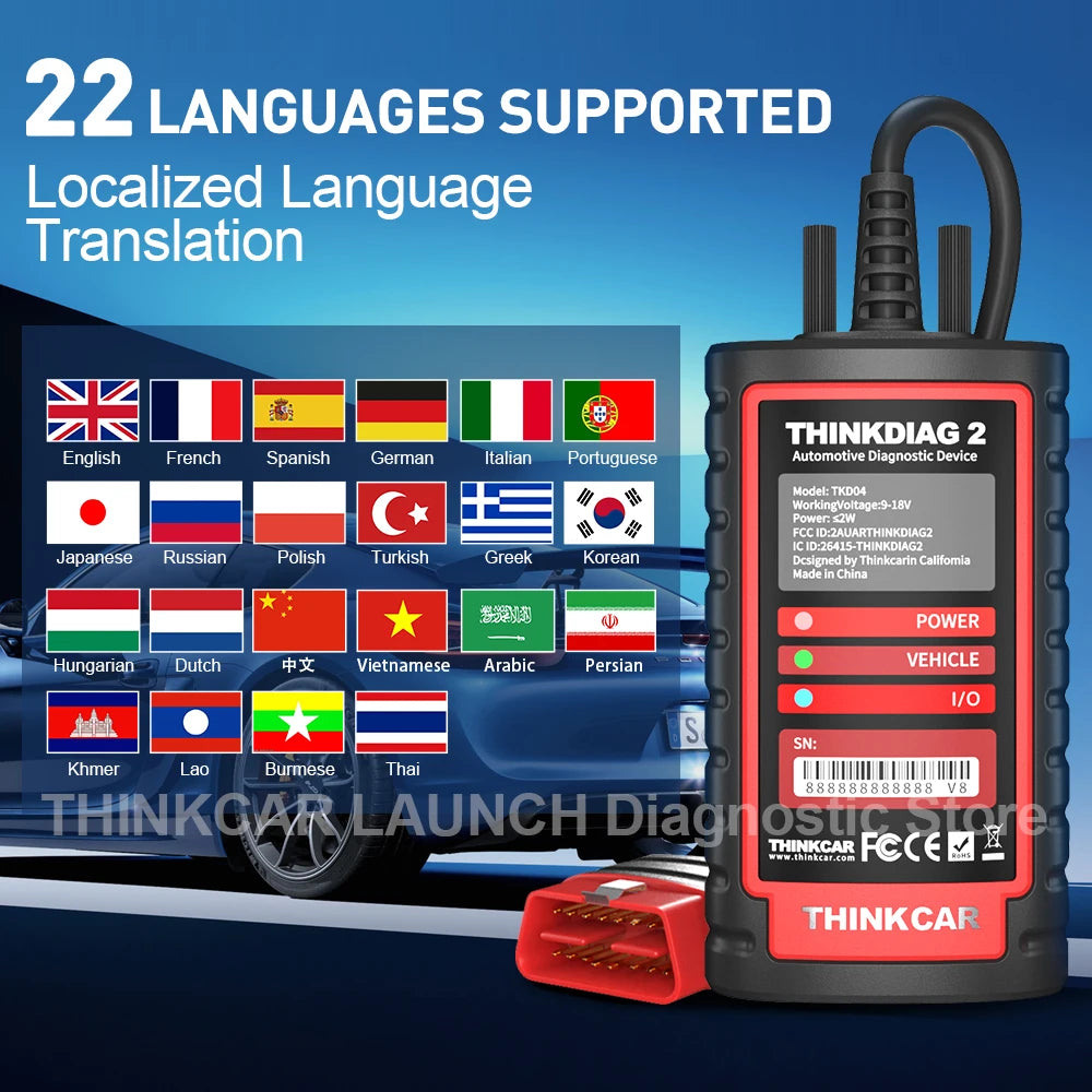2026 Thinkcar ThinkDiag 2 Ediag Plus ALL Software Canfd Protocol 15 Reset OBD2 Diagnostic Tool Bi-Directional ECU Coding