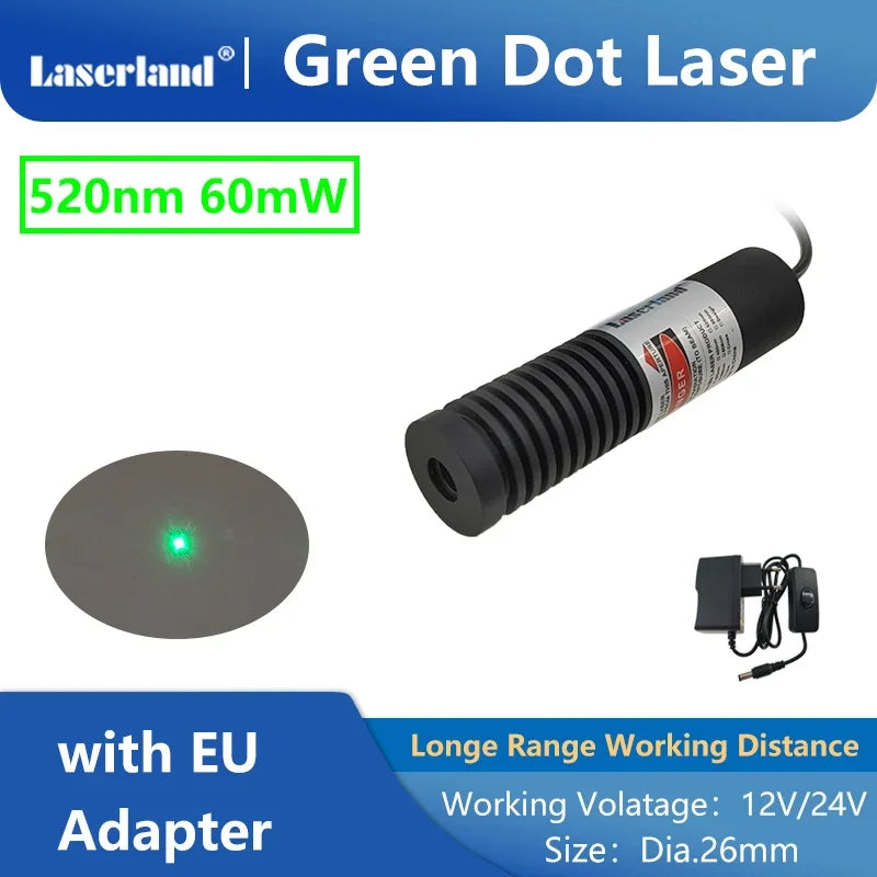 Long Range Light Beam Visible 520nm Green Dot Laser Module Diode Locator Focusable for Tunnel