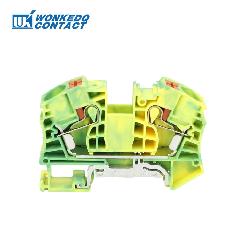 PT16-PE Ground Modular Din Rail Terminal Block, 16mm² Electric Cable Wire Connector, Earthing Push-in Terminals PT 16-PE
