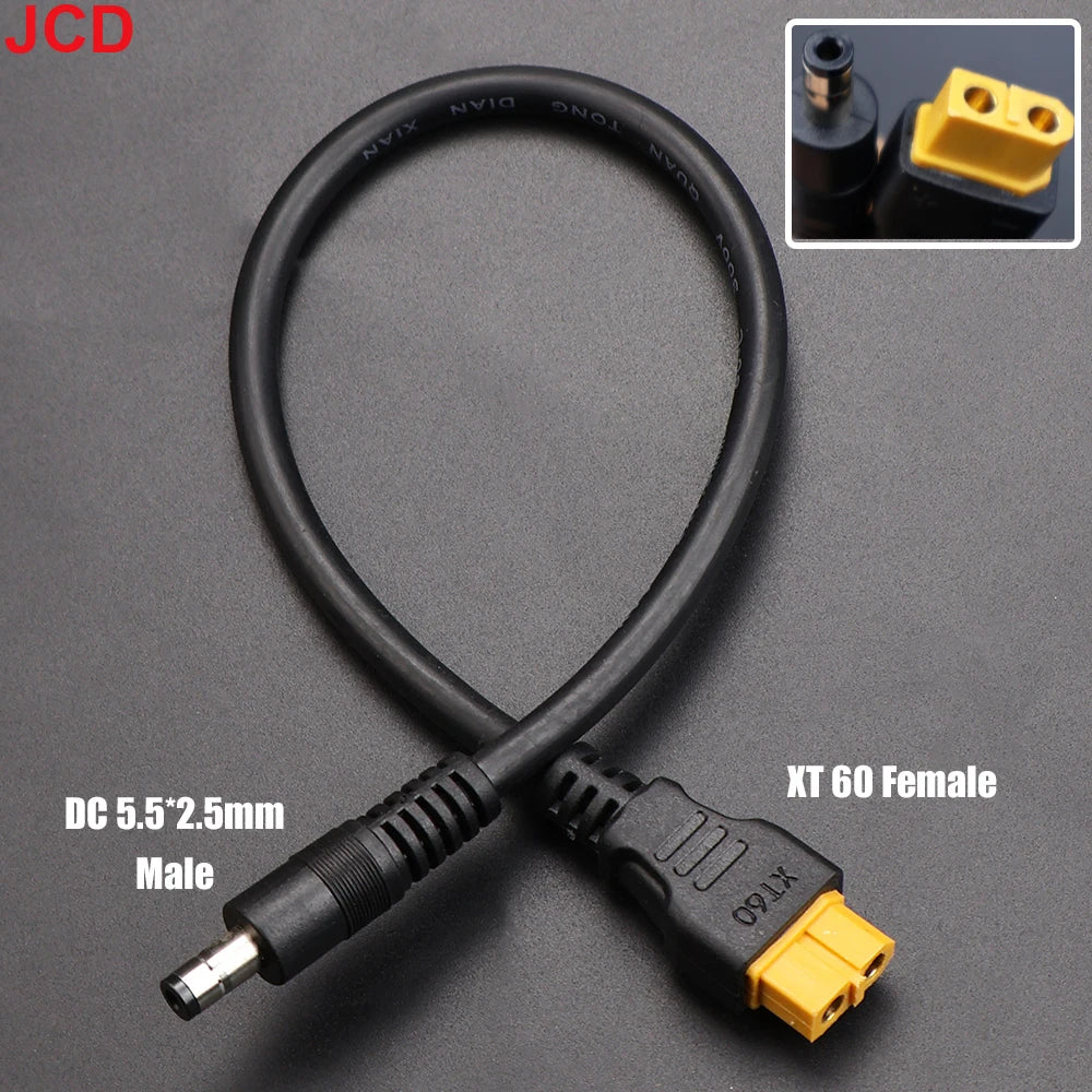 JCD 1pcs 10A Ultra-soft XT60 Plug Male Female Connector to DC 5525/DC5521 Power Cable for Fly Multirotor Field Repairs Apply
