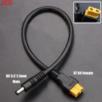 JCD 1pcs 10A Ultra-soft XT60 Plug Male Female Connector to DC 5525/DC5521 Power Cable for Fly Multirotor Field Repairs Apply