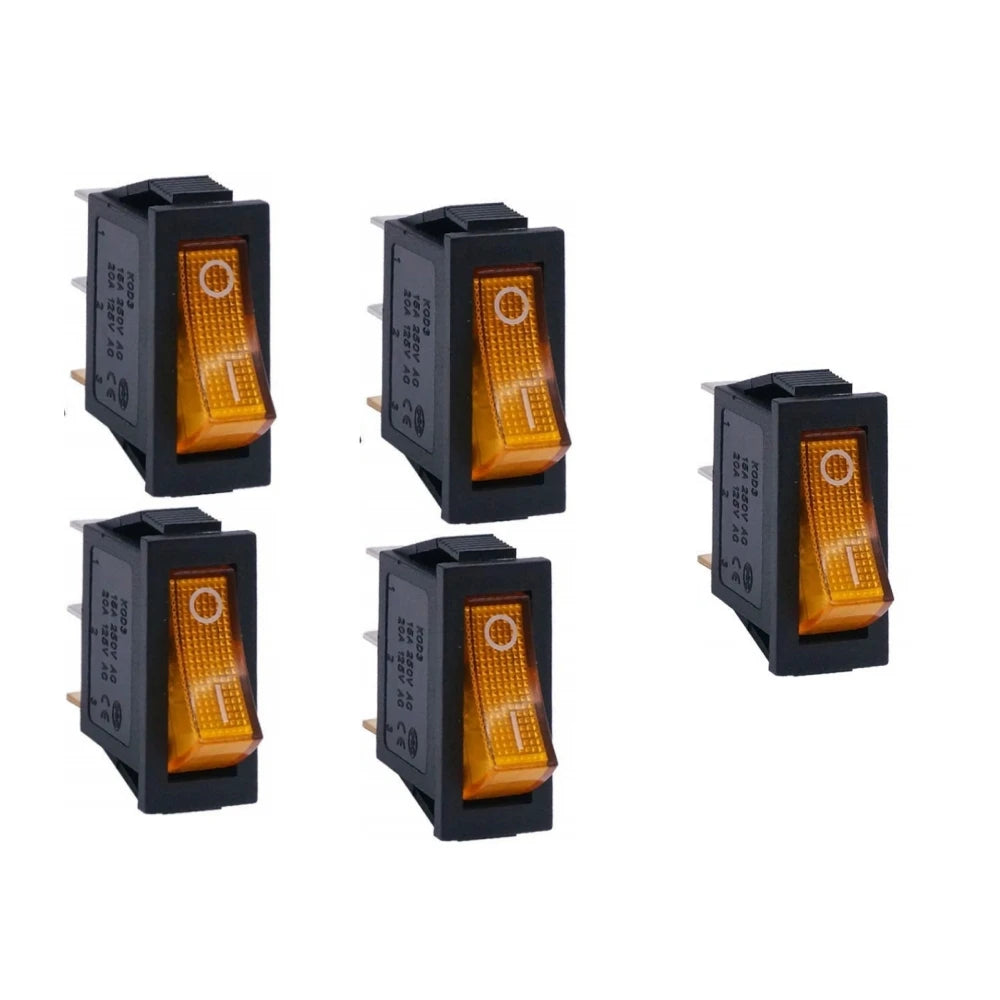 4/5pcs Rocker Switch Lighted KCD3 Rocker Switch On Off 3 Pin 2 Position Boat Rocker Switches 125V 250V AC SPST