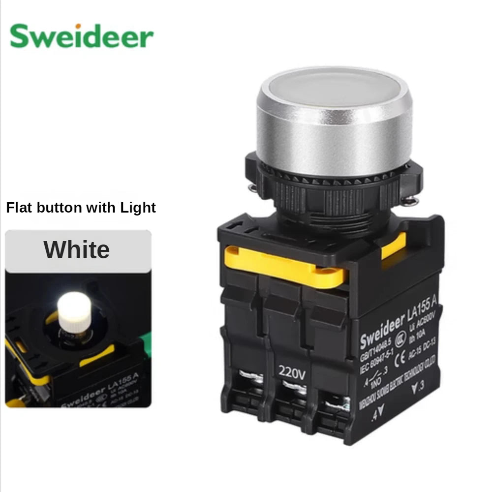 Push Button on Off Switch with LED 22mm Momentary Reset Self Locking Waterproof  Power Switch with Light 12V 24V 220V 10A 1NO2NC