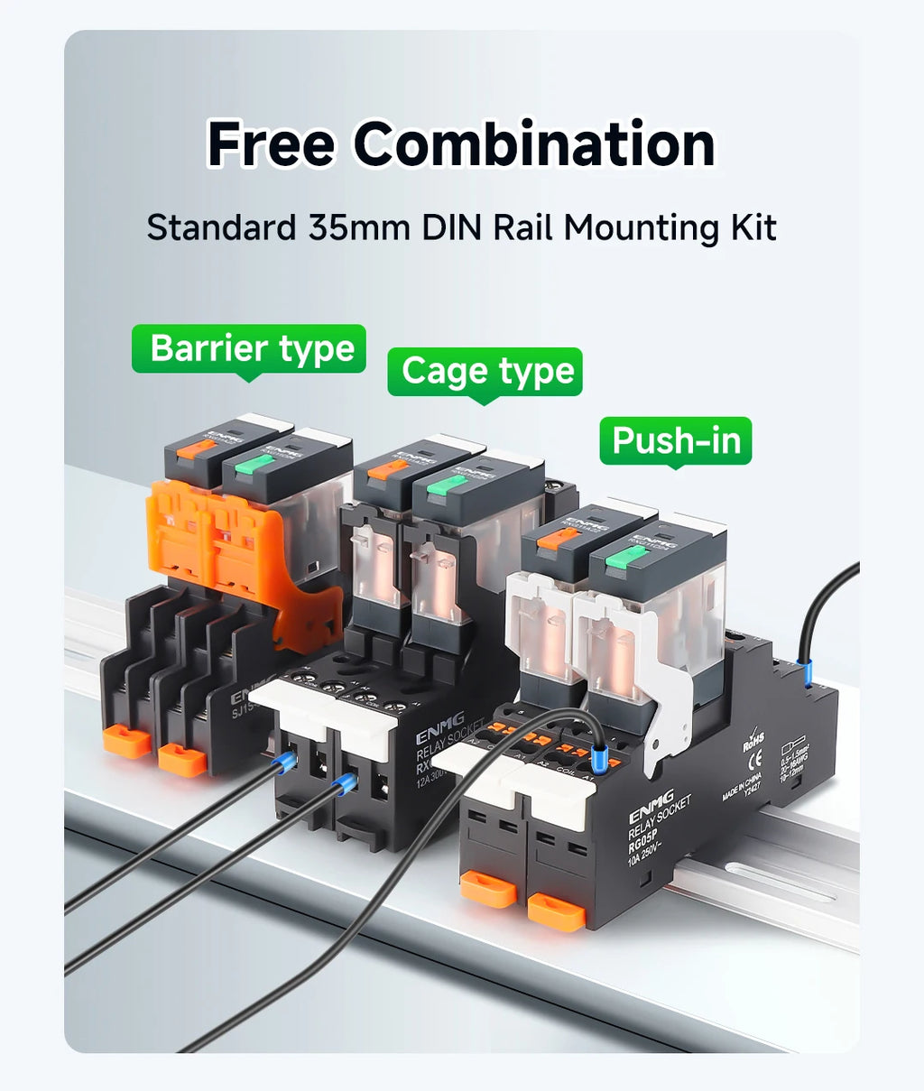 ENMG Relay Module 220VAC 2/4/8/16 Channel SPDT DPDT PLC Signal Amplifier Board Industrial Control Switch