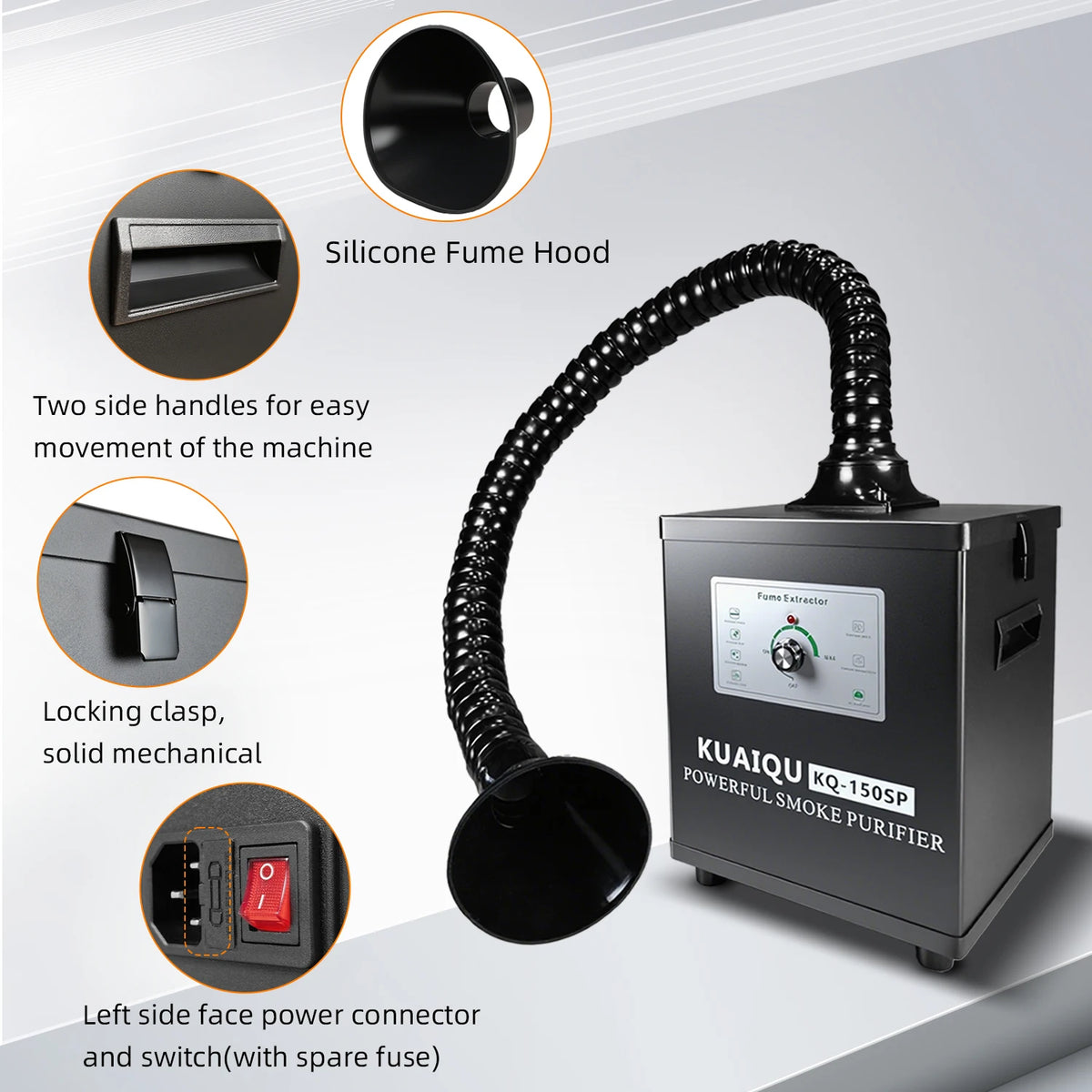 KUAIQU 150W/80W/30W Fume Extractor Smoking Instrument AC 110V 220V Activated Carbon Filter Sponge Solder Iron Smoke Absorber