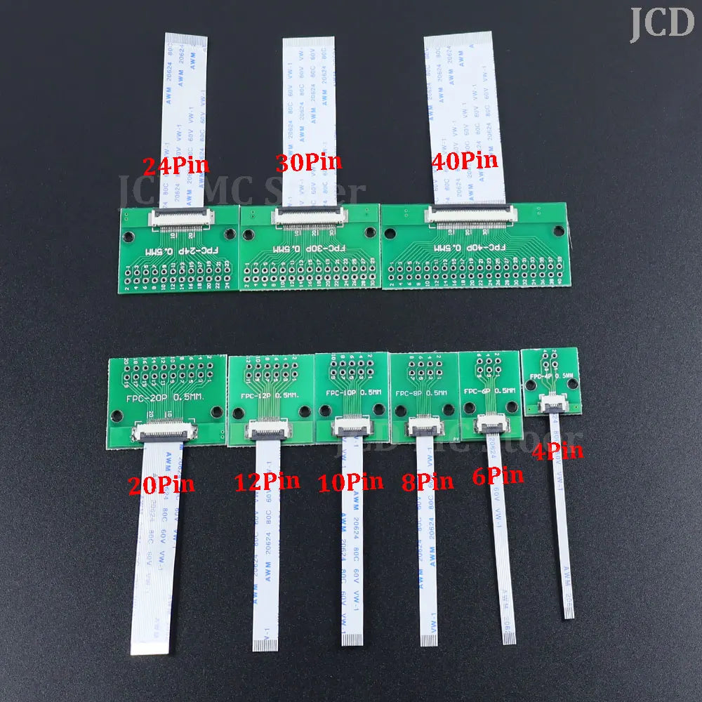 1/5/10 Set FFC/FPC Connector + 0.5mm Pitch 50/100/200mm Length FFC Cable 4Pin 6Pin 8Pin 10Pin 12Pin 20Pin 24Pin 30Pin 40Pin