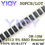 50PCS 5% 2512 SMD Resistor 0R~10M 0 1 10 100 150 220 330 ohm 1K 1.2K 2.2K 4.7K 10K 100K 1R 10R 100R 150R 220R 330R 1M 10M Ohm