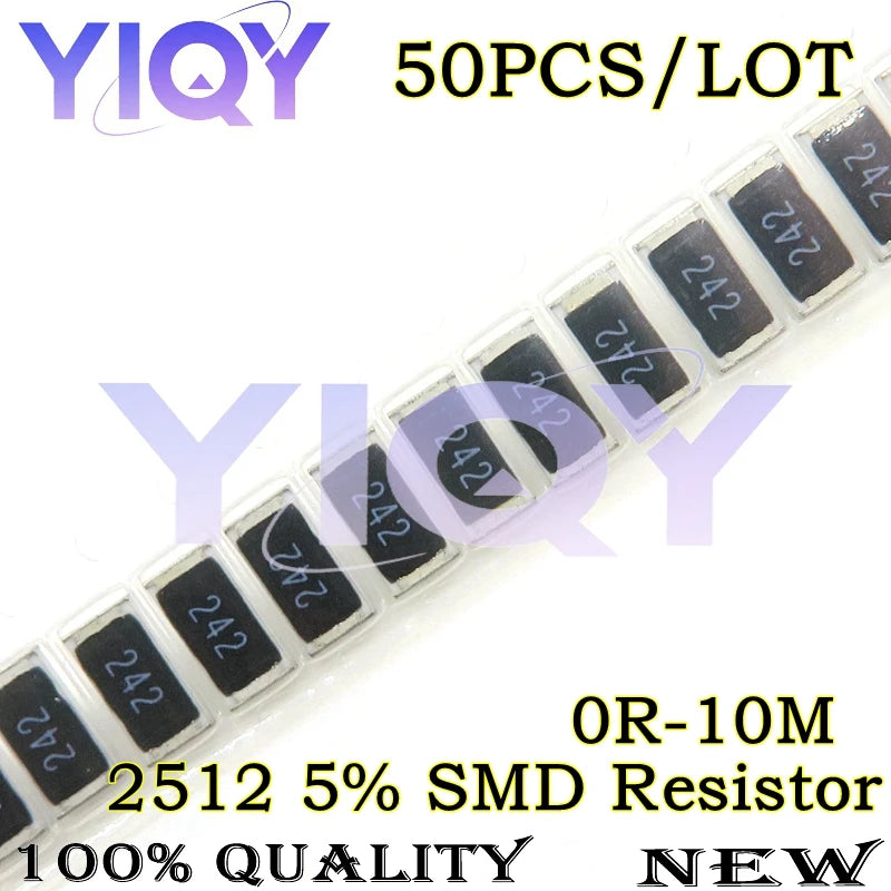 50PCS 5% 2512 SMD Resistor 0R~10M 0 1 10 100 150 220 330 ohm 1K 1.2K 2.2K 4.7K 10K 100K 1R 10R 100R 150R 220R 330R 1M 10M Ohm