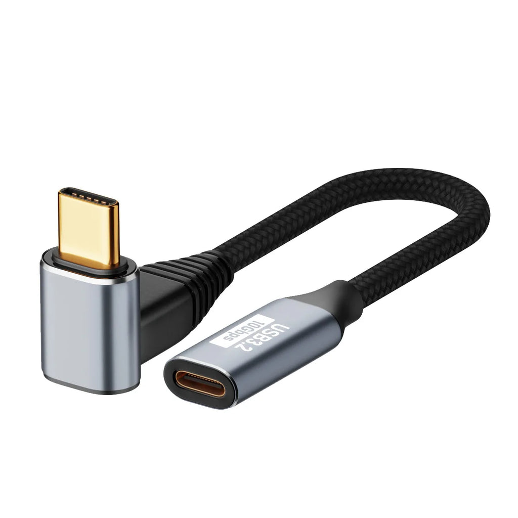 USB3.1 Gen2 full-featured HD output 100W three-dimensional elbow screen projection type-c to type-c Male to Female cable