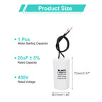 1/2Pcs CBB60 Running Capacitor 3-100uF 450V 2 Wire Electric Air Compressor Motor Run Starting Capacitor for Washing Machine