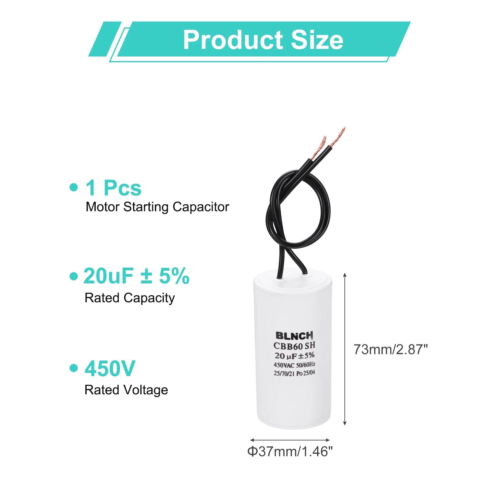 1/2Pcs CBB60 Running Capacitor 3-100uF 450V 2 Wire Electric Air Compressor Motor Run Starting Capacitor for Washing Machine