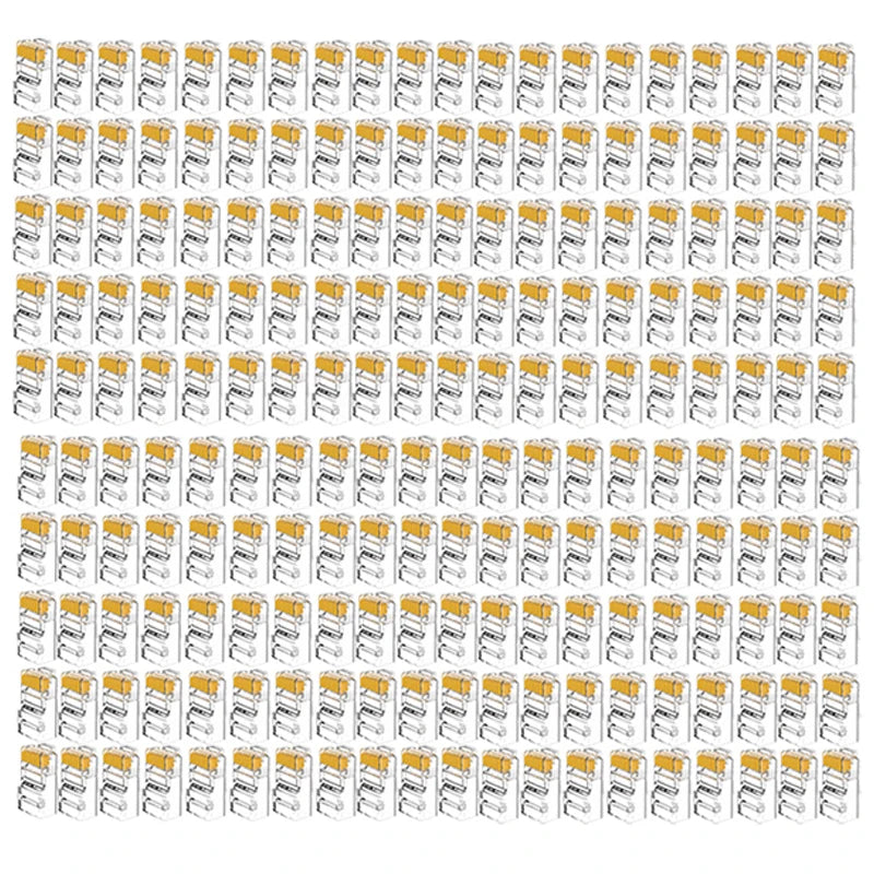 RJ45 Connector CAT6 Pass Through Connectors Crystal End Gold-Plated 8P8C Crimp UTP Standard Ethernet Network Modular Plug