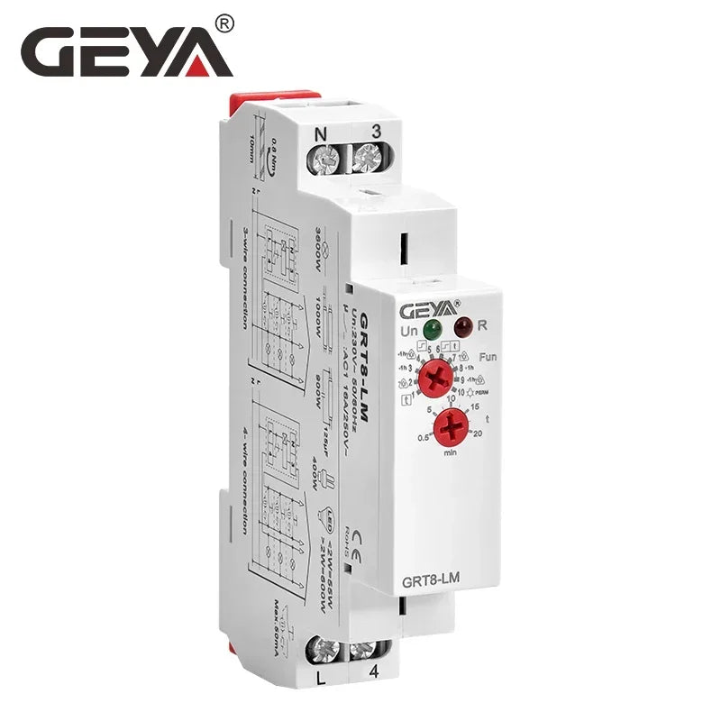 GEYA GRT8-LS/LM Staircase Switch Automatic Delay off Light Switch AC230V Relay 16A Light Control Relay Staircase Timer Switch