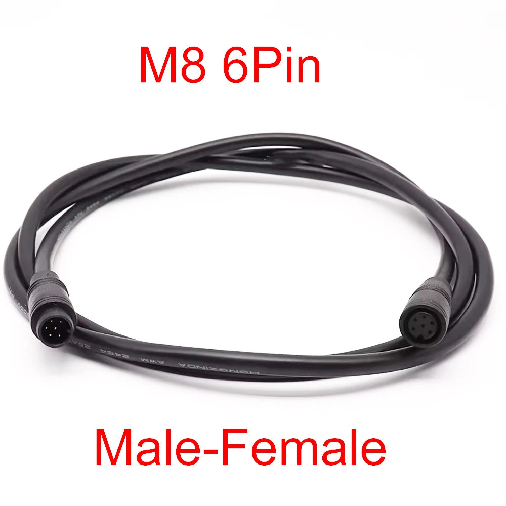 1m M6 M8 2 3 4 5 6 Pin Core Male To Female Julet Electric Butt Cable Plug Connector Scooter Brake Waterproof Signal Sensor Cord