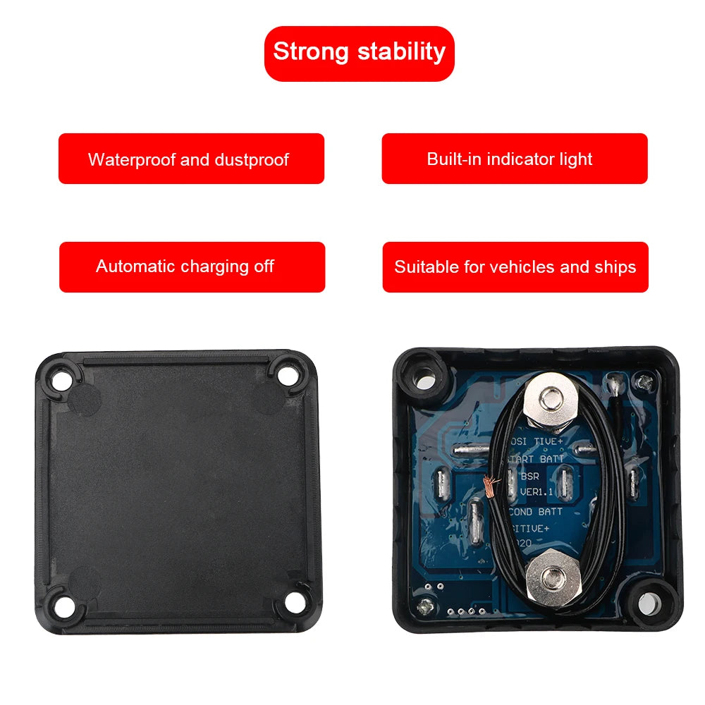 Voltage Sensitive Split Charge 12V 140A Relay VSR for Camper Car Smart Battery Isolator Car Accessories Charge 2 Battery Bank