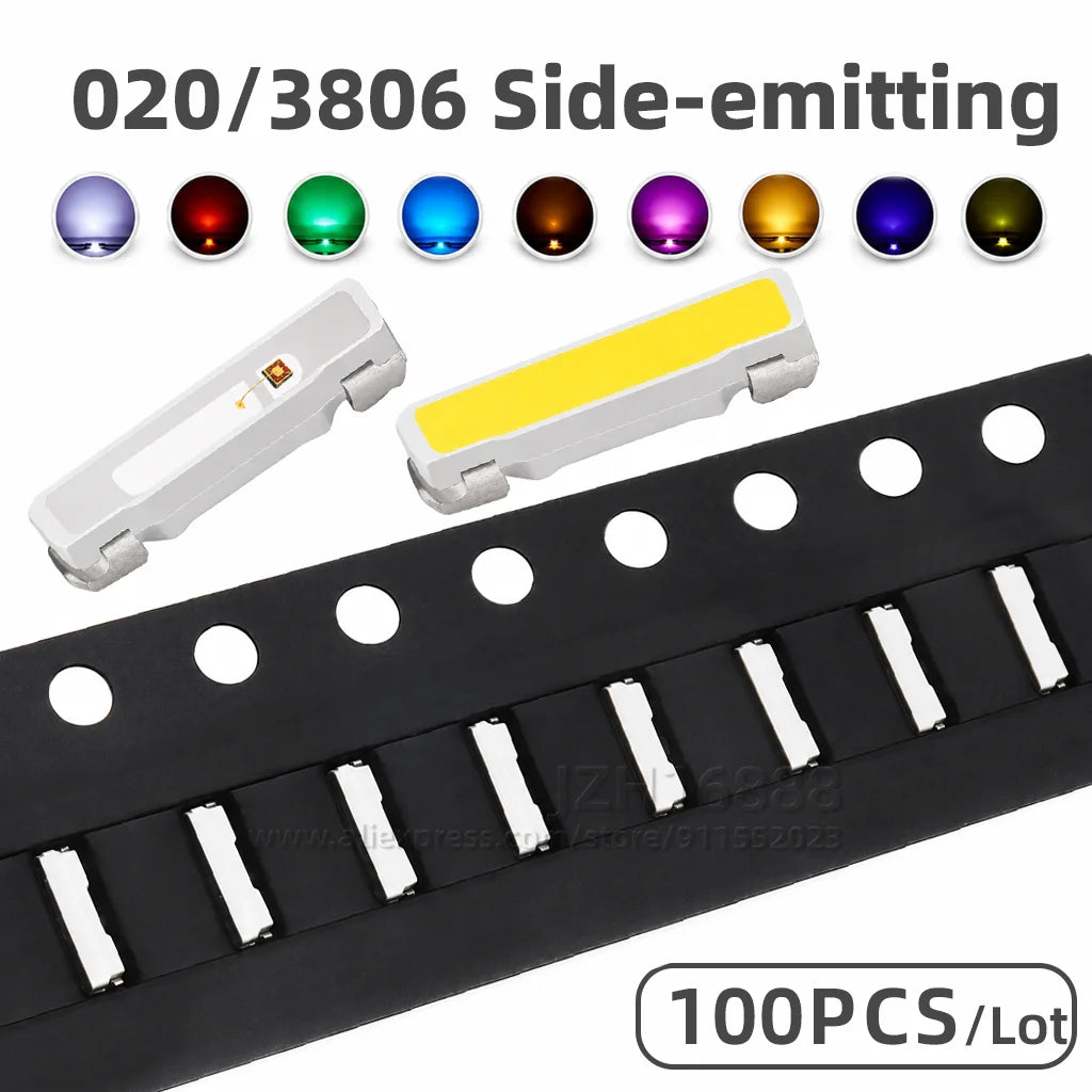 020 SMD LED Red Blue Emerald Green Yellow Orange Warm White Cool White Light Emitting Diode Bead 3806 Side Luminous Side