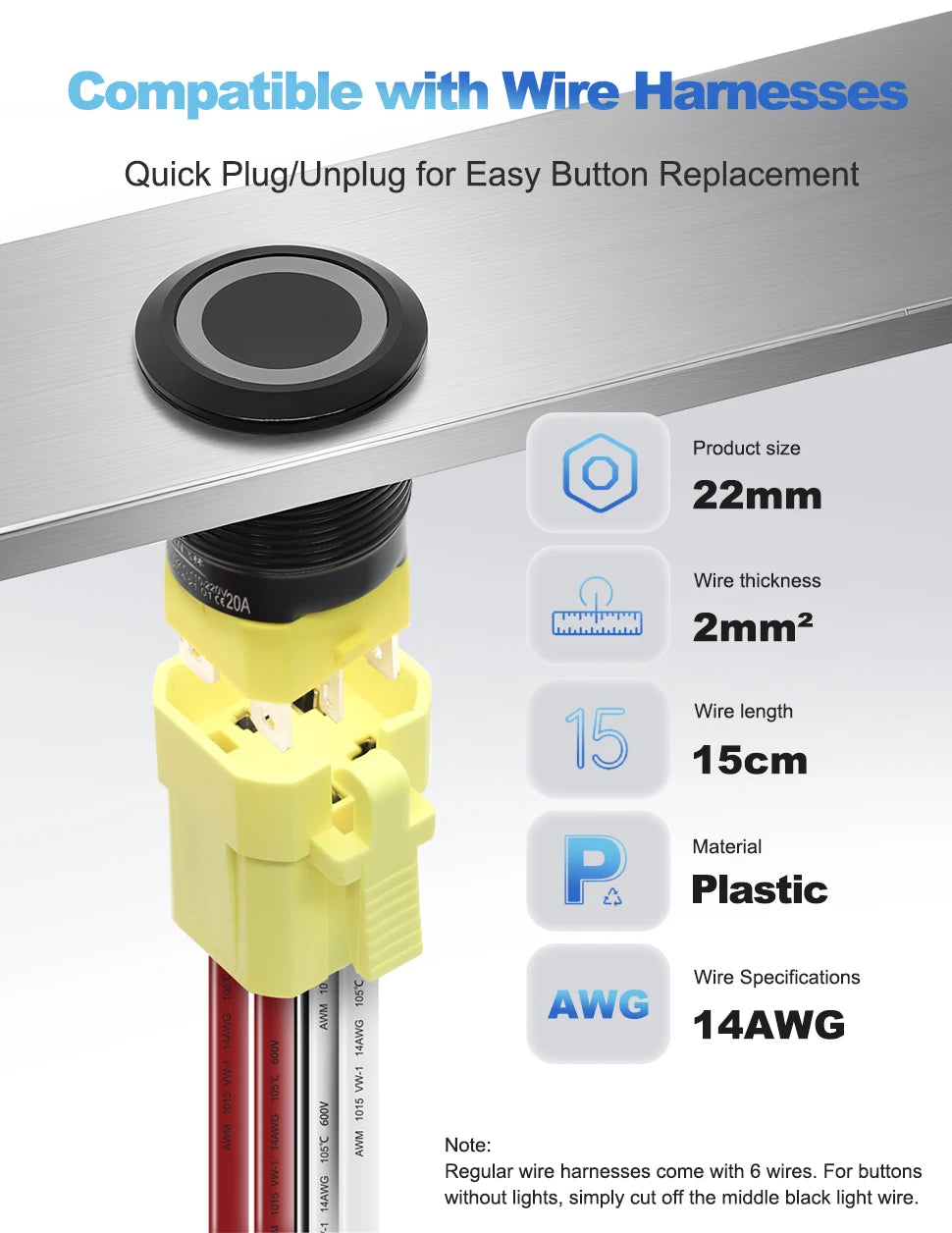 FILN 22mm 20A Stainless Steel Push Button Switch Waterproof IP66 High Current 12V/24V/110V/220V Auto Marine Industrial Control