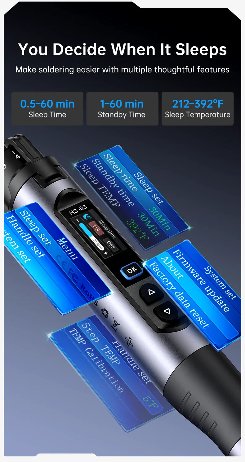 FNIRSI HS-03 Wireless Soldering Iron 10W Rechargeable Portable Soldering Iron 100-450℃ Adjustable Professional Soldering Kit