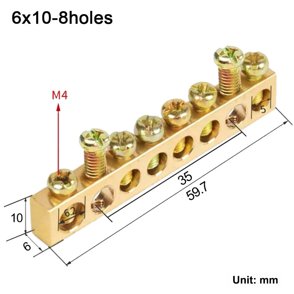 Copper Wire Connector Multi-specification With Hole Screw Copper Bar Terminal Brass Row Junction Box Power Distribution Cabinet