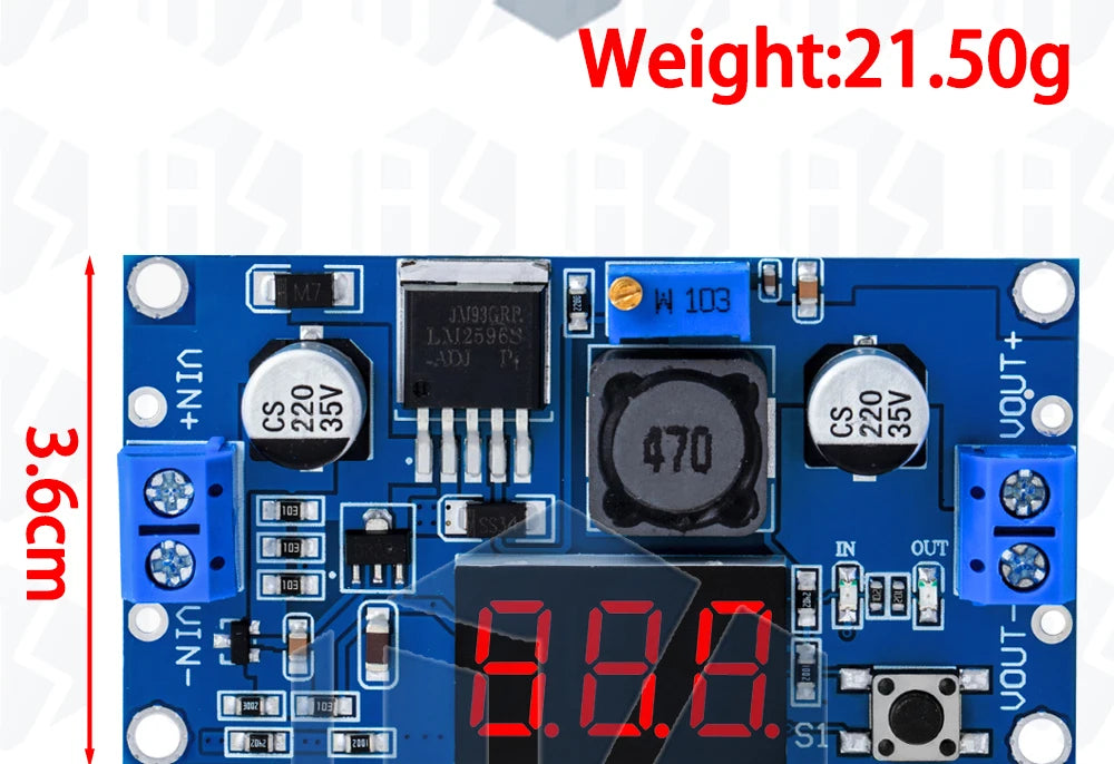 1PCS EGBO LM2596 LM2596S power module + LED Voltmeter DC-DC adjustable step-down power supply module with digital display