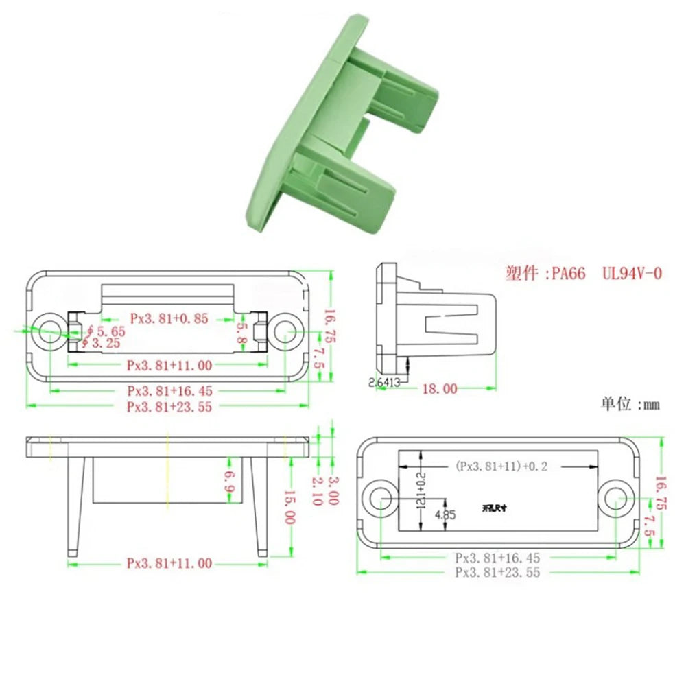 2Sets 3.81mm Pitch 2/3/4/5/6/7/8/9/10/12Pin Pluggable PCB Screw Terminal Block Connector with Fixed Panel JM15EDGWC-3.81