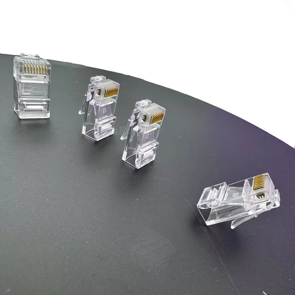 50pcs RJ45 Cat6/Cat5e Connectors Crystal End 8P8C Crimp UTP Standard Ethernet Network Modular Plug No Pass Through