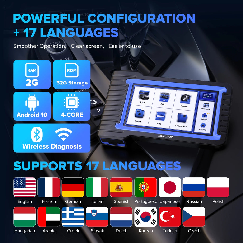 MUCAR VO7S CANFD Professional Scan Tool Bi-Directional Control ECU Coding Auto Car Diagnostic Tool Full System OBD2 Scanner