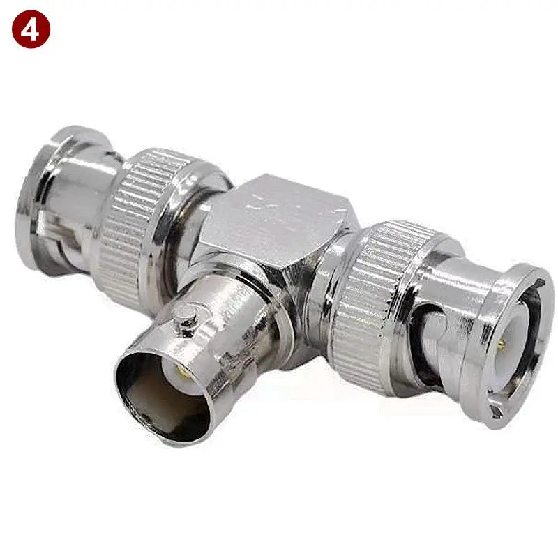 Q9 BNC Male Female Connector Tee Type 3Way Splitter BNC To BNC Male Female 90 Degree Right Angle Brass RF Coaxialc