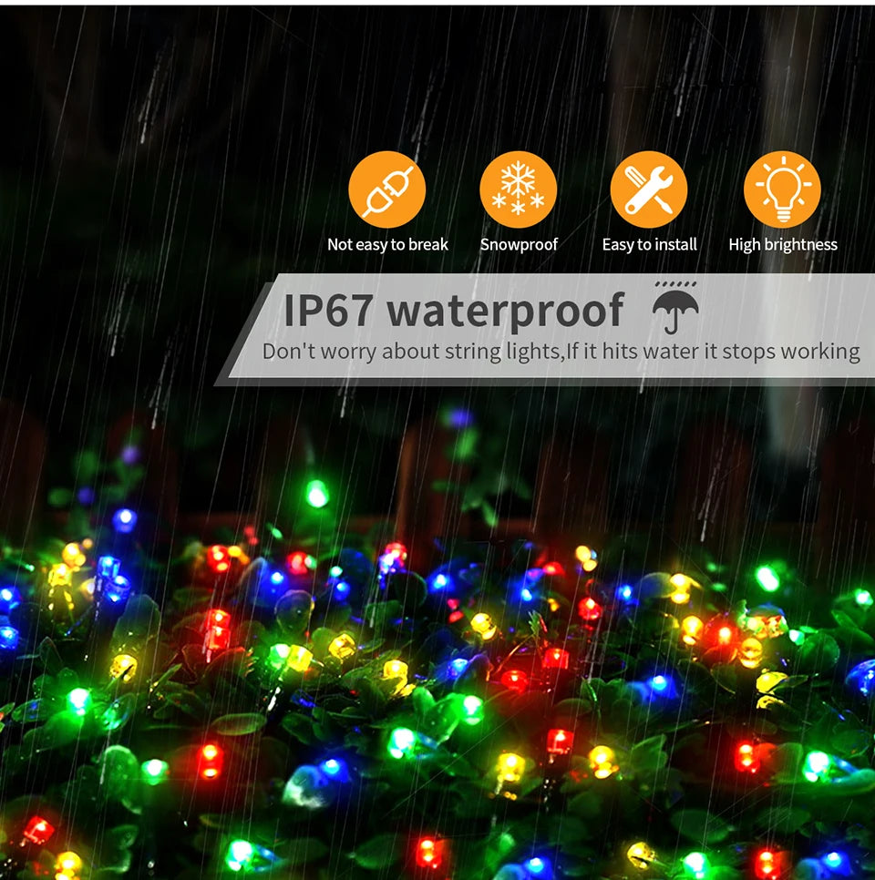 Waterproof LED Christmas Fairy String Lights White Warm RGB Lighting For Curtain Wedding Party Indoor Outdoor Home Decoration