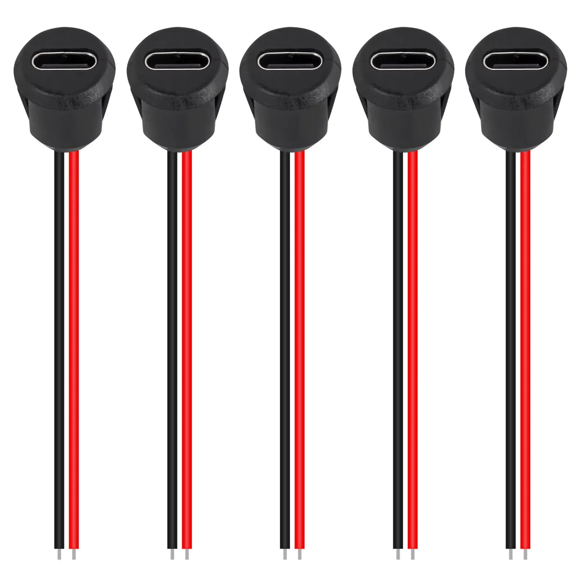 5PCS Type-C Female 2 Pin Type-C Female Socket Connector Waterproof Jack Female Charging Port 3A USB-C Charger Plug Socket