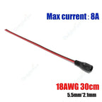 5.5 2.1mm Male Female DC Power Pigtail Connector Cable 12V 5A DC Barrel Plug Terminals for LED Strips CCTV Camera Power Adapter