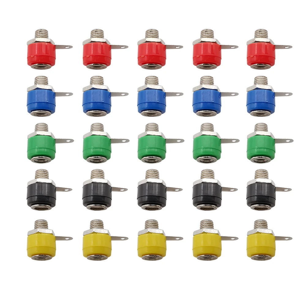 25Pcs Binding Post 4mm Banana Socket Female Connector 4mm Banana Plugs Test Speaker Jack Nut Panel Mount Terminals Adapter