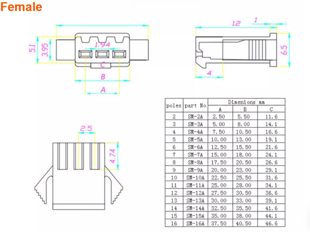 SM2.54 22AWG Cable 2/3/4/5/6-12Pin Plug Socket Male Female 10/15/20/30/50cm Connector LED Strip Light Adapter Wire Harness