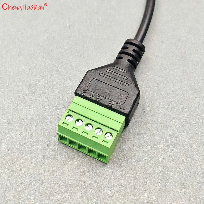 1PC USB 2.0 Female B to 5 Pin Female Bolt Screw Connector Adapter Cable Micro USB Mini USB Type-C Male with Shield Terminal Plug