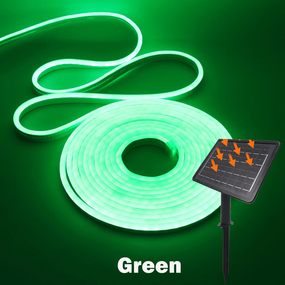 DC24V Solar LED Neon Strip Light Waterproof Warm White Blue Red Pink 6x12mm 2835 120LEDs/m Flexible Neon Rope Light Garden Decor