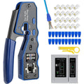 ZOERAX RJ45 Crimp Tool Ethernet Crimping Tool All-in-one Crimper For Pass Through Cat6 Cat5e Connectors With Replacement Blades