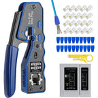 ZOERAX RJ45 Crimp Tool Ethernet Crimping Tool All-in-one Crimper For Pass Through Cat6 Cat5e Connectors With Replacement Blades