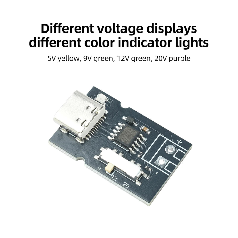 PD QC Protocol Fast Charging Decoy Module 5V 9V 12V 20V Adjustable with Indicator Light Type-C Trigger Module for DIY Electronic