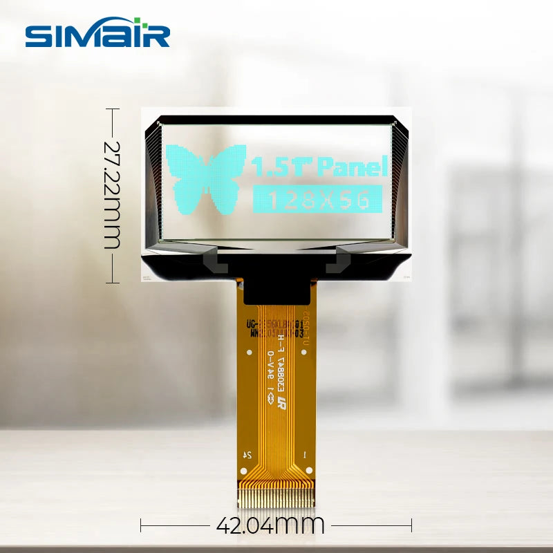 1.51 1.54 Inch 24PIN SPI/IIC/6800 COG 3.3V Blue PMOLED Screen SSD1309 Graphic 128x56 Display Transparent OLED 128x64