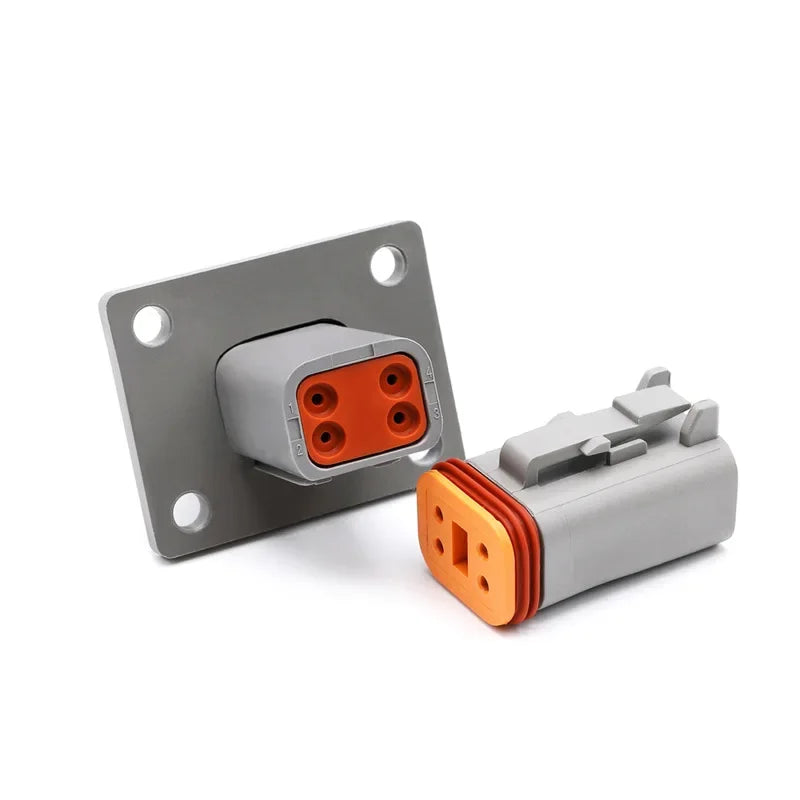Deutsch DT Series IP68 Waterproof Connector with Fixed Flange Plug DT04-2P/12P for Auto/Truck/Bus Wiring 22-16AWG