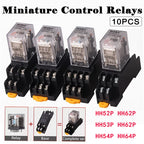 10 PCS Micro Mini Electromagnetic Switch AC 220V DC 24V HH52P HH62P 63P 64PCoil DPDT Intermediate Relay Miniature Control Relays