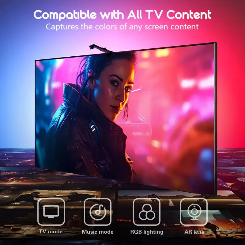 Smart LED TV Backlight Strip with AR Color Sensor App Controller with Music Sync RGB Ambient Light for 55 to 85 Inch Screen
