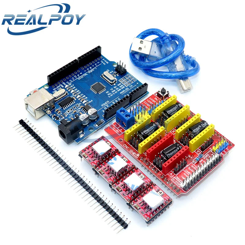CNC Shield V3 Engraving Machine 3D Printer + 4pcs DRV8825 Or A4988 Driver Expansion Board For Arduino + UNO R3 With USB Cable