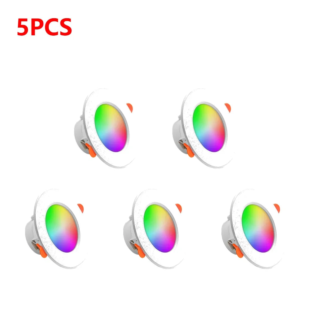 12-1Pcs RGB LED Bulb Tuya Dimmable Downlight Spotlight Bluetooth-Compatible Lamp 10/15W APP Control GB+CW+WW Smart Lamp