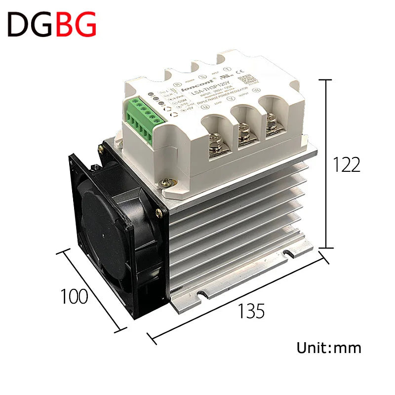 15A-40A Three-phase AC Voltage Regulating Module With Heat Sink And Fan Power Regulator Thyristor Solid State Relay Dimming