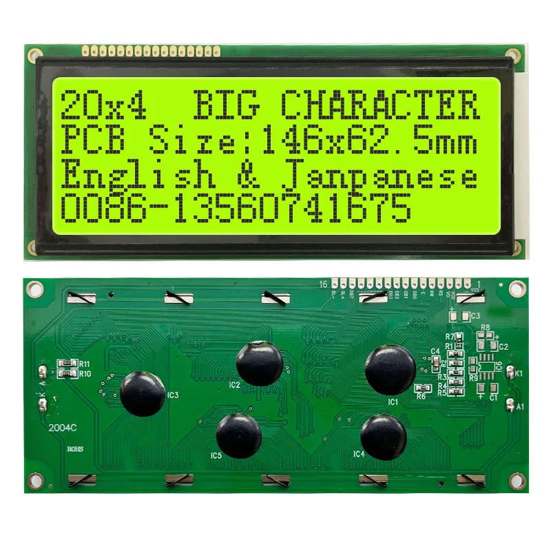 20x4 2004 Big Large Size Character  Lcd Display I2C IIC Blue White Green Size 146x62.5mm 5v LC2042 WH2004L AC204B  SBS02004A0